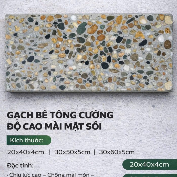 Gạch Bê Tông Mài Mặt Hạt Sỏi