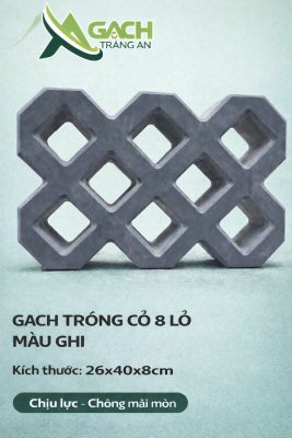 GẠCH TRỒNG CỎ 8 LỖ MÀU GHI