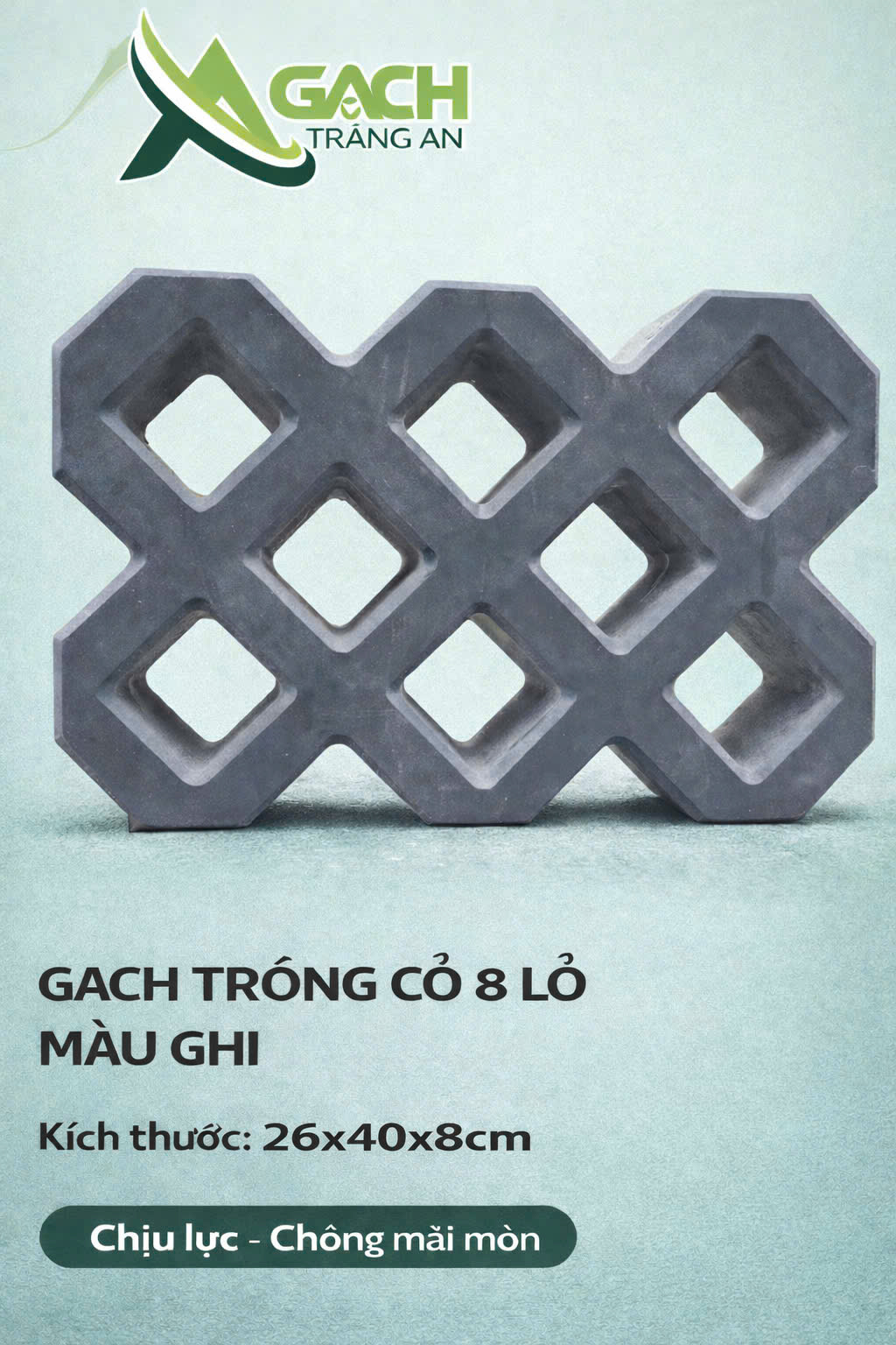 GẠCH TRỒNG CỎ 8 LỖ MÀU GHI