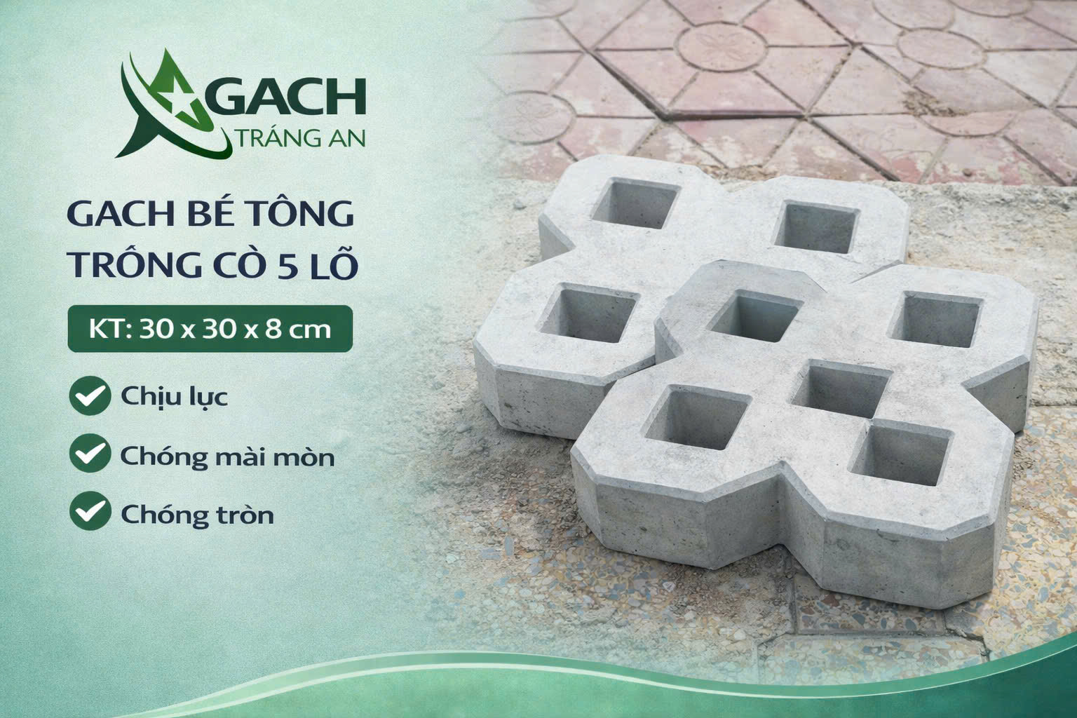 GẠCH TRỒNG CỎ 5 LỖ