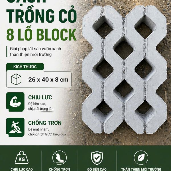 GẠCH TRỒNG CỎ BOCLK 8 LỖ