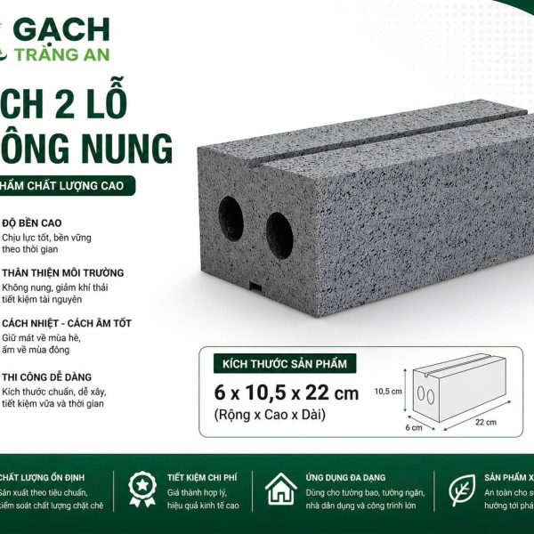 GẠCH 2 LỖ KHÔNG NUNG